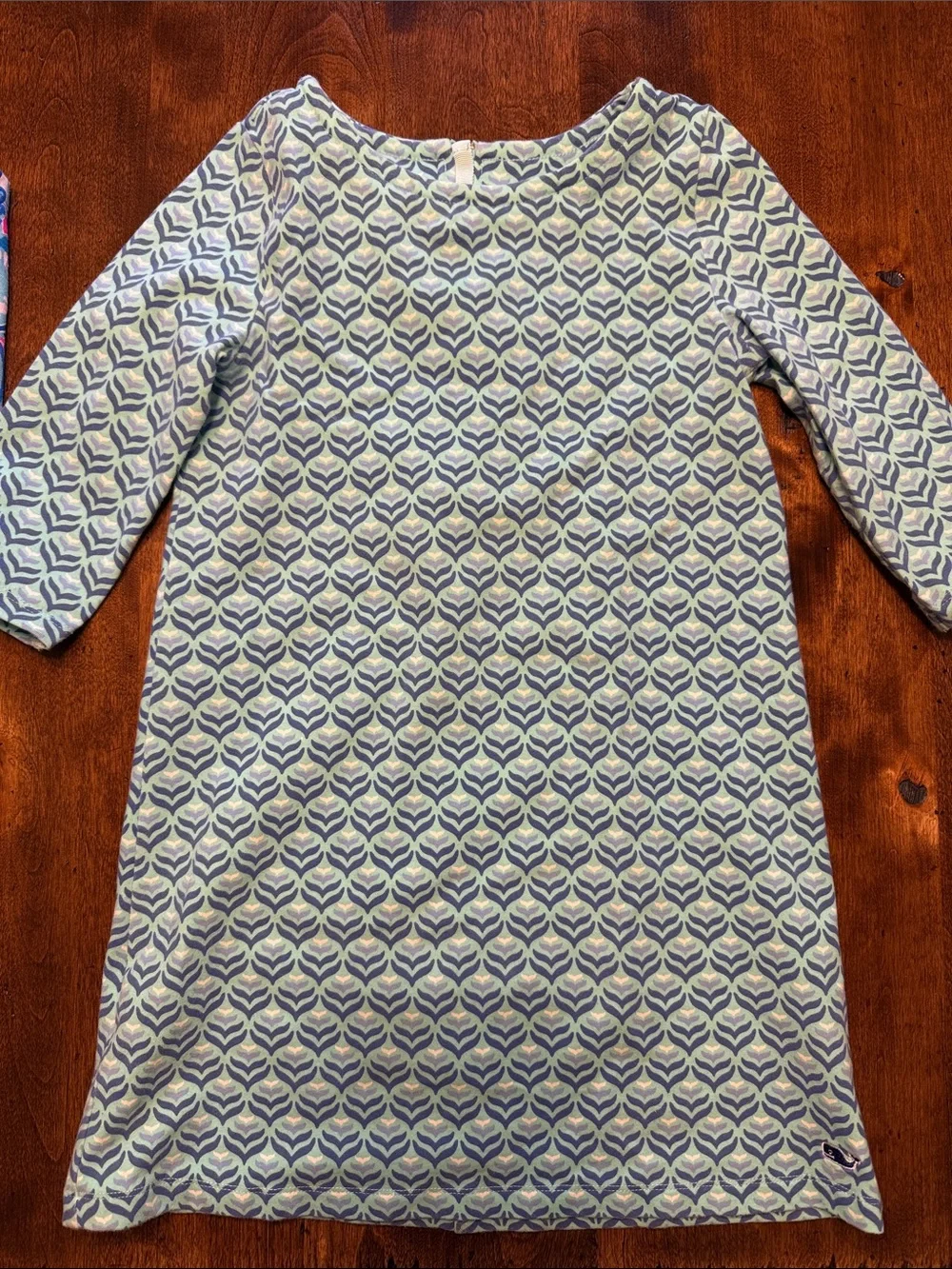 Vineyard Vines Girls Blue and White Patterned Shift Dress